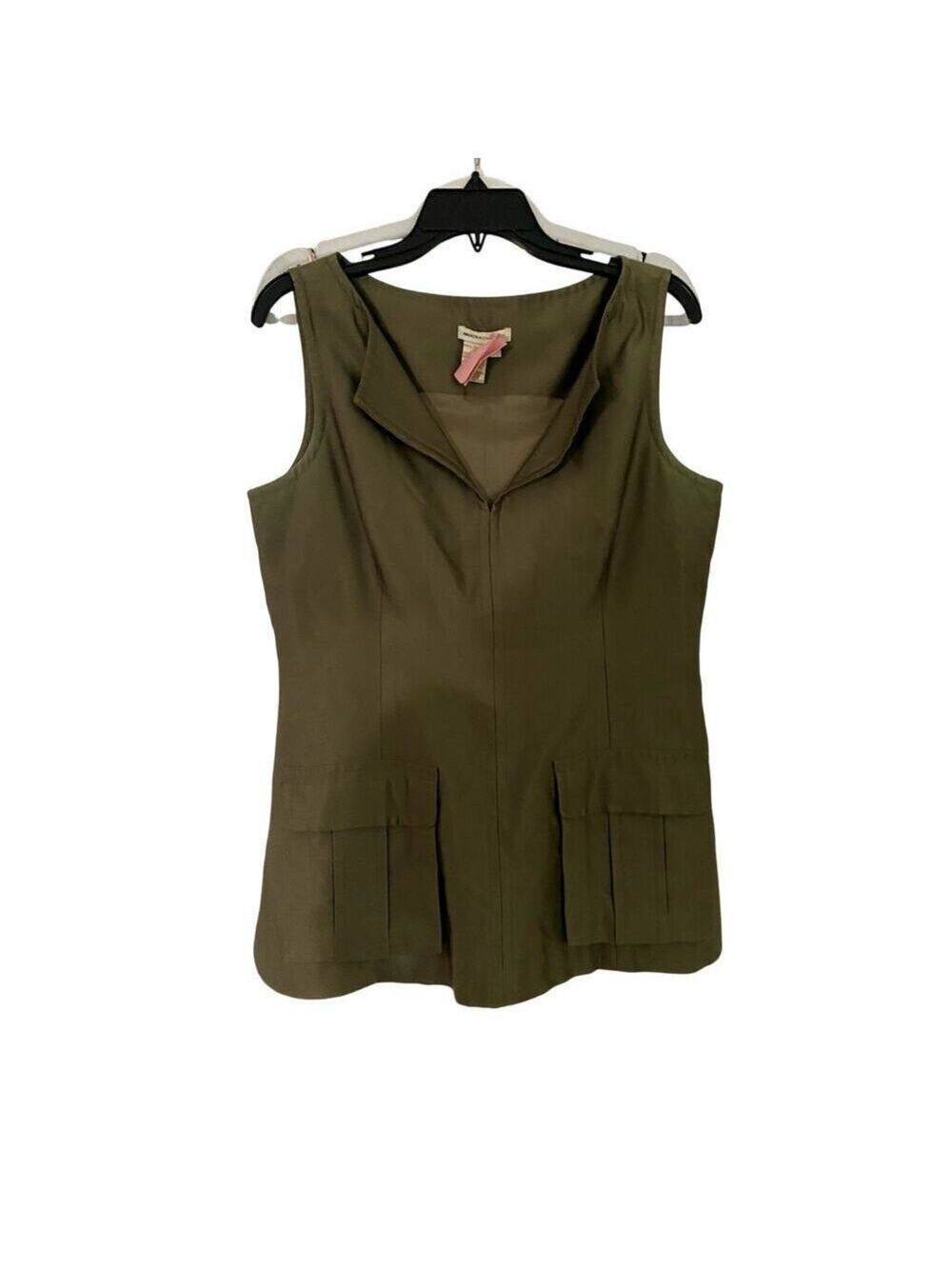 Maxazria Collection Olive Sleeveless Silk Top - Size 12 (EUC)